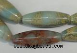 CNS278 15.5 inches 10*30mm rice natural serpentine jasper beads