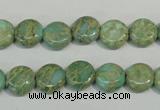 CNS280 15.5 inches 10mm flat round natural serpentine jasper beads