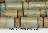 CNS316 4*6mm rondelle & 6*10mm tube serpentine jasper beads