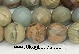 CNS342 15.5 inches 8mm faceted round serpentine jasper beads