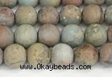 CNS346 15.5 inches 8mm round matte serpentine jasper beads