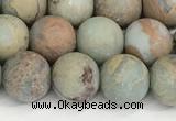 CNS348 15.5 inches 10mm round matte serpentine jasper beads