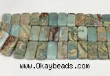 CNS353 7.5 inches 10*20mm rectangle double drilled serpentine jasper beads