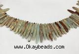 CNS355 Top drilled 5*15mm - 6*45mm sticks serpentine jasper beads