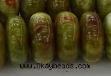 CNS617 15.5 inches 10*20mm rondelle green dragon serpentine jasper beads