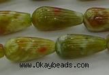 CNS618 15.5 inches 8*16mm teardrop green dragon serpentine jasper beads