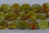 CNS619 15.5 inches 8mm flat round green dragon serpentine jasper beads