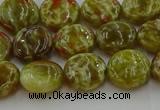 CNS622 15.5 inches 10mm flat round green dragon serpentine jasper beads