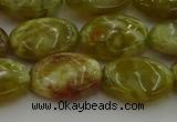 CNS633 15.5 inches 13*18mm oval green dragon serpentine jasper beads