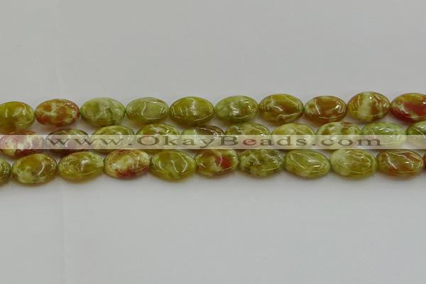 CNS633 15.5 inches 13*18mm oval green dragon serpentine jasper beads