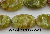 CNS634 15.5 inches 15*20mm oval green dragon serpentine jasper beads