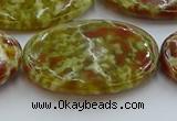 CNS638 15.5 inches 30*40mm oval green dragon serpentine jasper beads