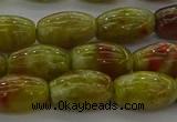 CNS641 15.5 inches 7*12mm rice green dragon serpentine jasper beads