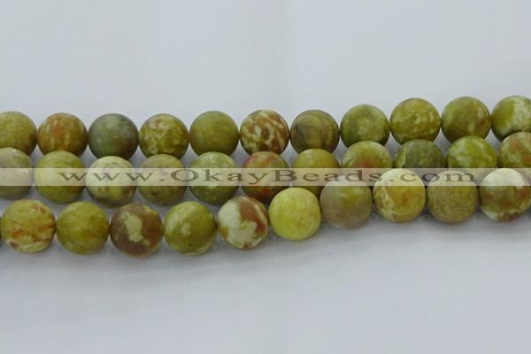 CNS656 15.5 inches 18mm round matte green dragon serpentine jasper beads