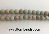 CNS709 15.5 inches 10mm round matte serpentine jasper beads