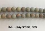 CNS710 15.5 inches 12mm round matte serpentine jasper beads