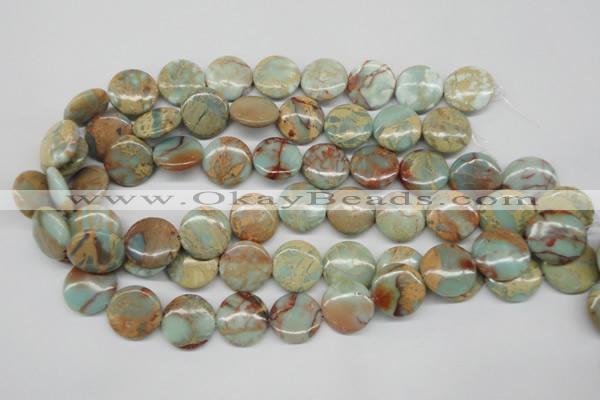 CNS83 15.5 inches 20mm flat round natural serpentine jasper beads