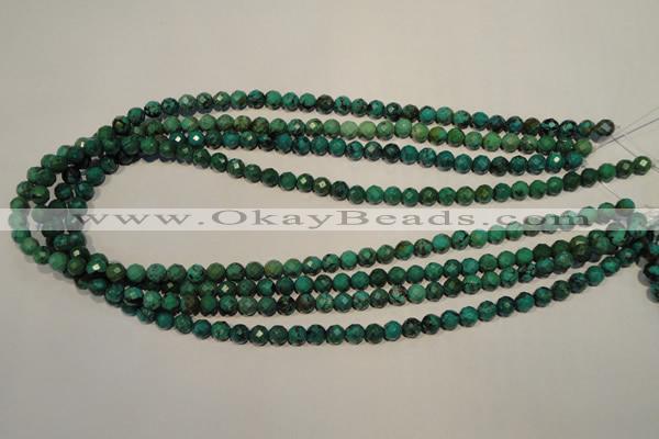 CNT140 15.5 inches 5.5mm - 6mm faceted round natural turquoise beads