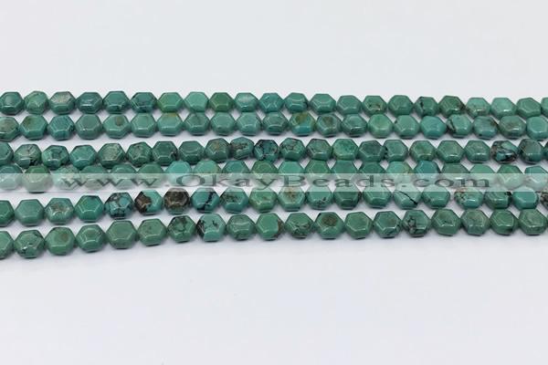 CNT548 15.5 inches 6mm hexagon turquoise gemstone beads