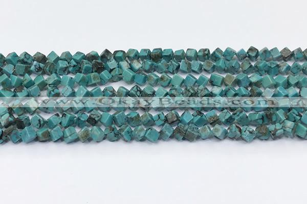 CNT555 15.5 inches 4mm cube turquoise gemstone beads