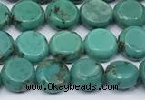 CNT559 15.5 inches 8mm flat round turquoise gemstone beads