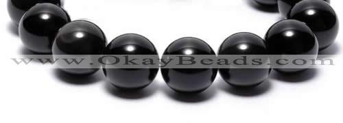 COB06 16 inches 16mm round black obsidian gemstone beads wholesale