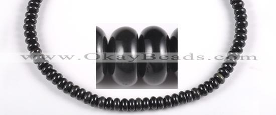 COB08 15.5 inches 4*8mm rondelle black obsidian gemstone beads wholesale