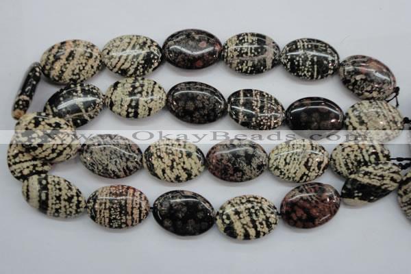 COB157 15.5 inches 22*30mm oval snowflake obsidian beads