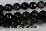 COB265 15.5 inches 10mm faceted round golden obsidian beads