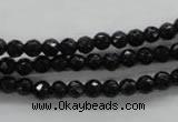 COB351 15.5 inches 5mm faceted round black obsidian beads