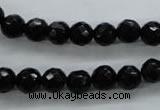 COB353 15.5 inches 8mm faceted round black obsidian beads