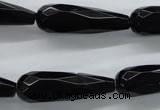 COB380 15.5 inches 10*30mm faceted teardrop black obsidian beads