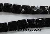 COB390 15.5 inches 10*10mm faceted square black obsidian beads