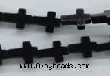 COB415 15.5 inches 10*14mm cross black obsidian beads wholesale