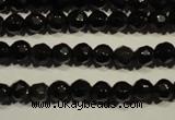 COB450 15.5 inches 4mm faceted round black obsidian beads