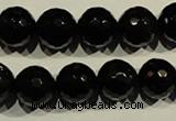 COB454 15.5 inches 12mm faceted round black obsidian beads