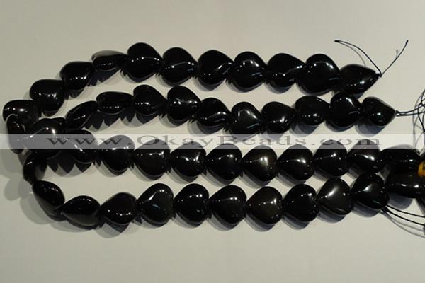 COB470 15.5 inches 16*16mm heart black obsidian beads wholesale