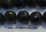 COB473 15.5 inches 6mm faceted round matte black obsidian beads