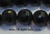 COB476 15.5 inches 12mm faceted round matte black obsidian beads