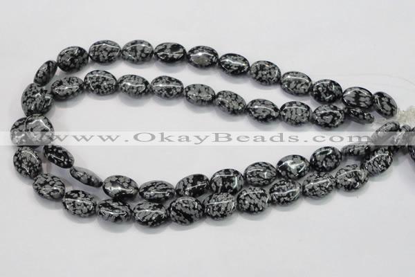 COB55 15.5 inches 12*16mm oval Chinese snowflake obsidian beads