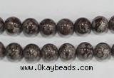 COB552 15.5 inches 8mm round red snowflake obsidian beads wholesale