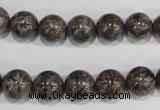 COB554 15.5 inches 12mm round red snowflake obsidian beads wholesale