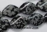 COB57 15.5 inches 15*20mm twisted oval Chinese snowflake obsidian beads