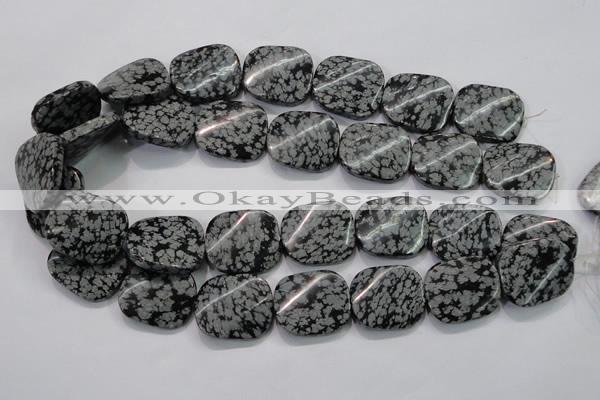 COB59 22*26mm twisted rectangle Chinese snowflake obsidian beads