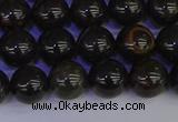 COB652 15.5 inches 8mm round gold black obsidian beads wholesale