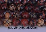 COB661 15.5 inches 6mm round red snowflake obsidian beads