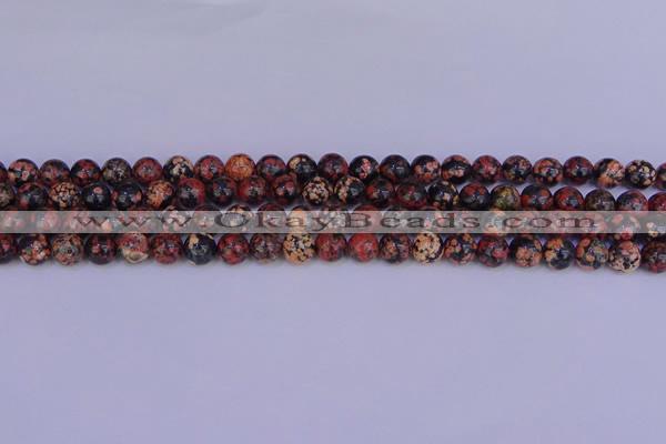 COB661 15.5 inches 6mm round red snowflake obsidian beads