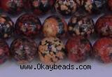 COB664 15.5 inches 12mm round red snowflake obsidian beads