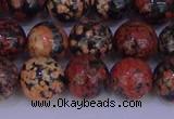 COB665 15.5 inches 14mm round red snowflake obsidian beads