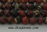 COB671 15.5 inches 6mm round matte red snowflake obsidian beads